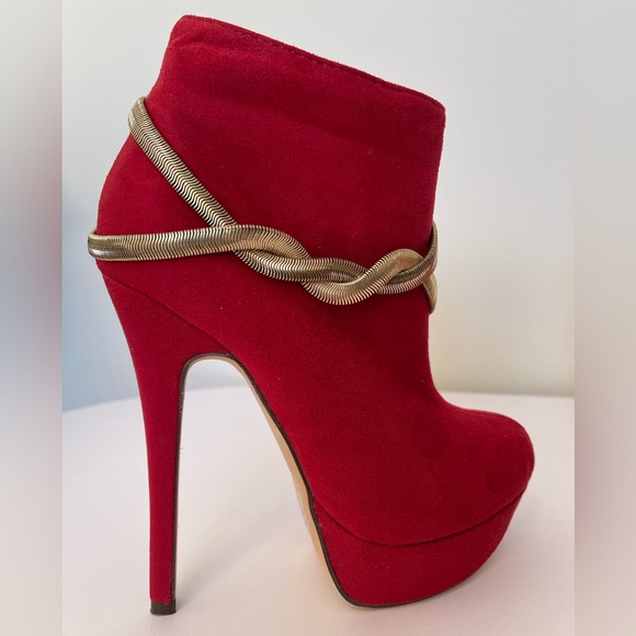 Michael Antonio Platform Dress Ankle Booties Red Size 5 - Picture 2 of 7